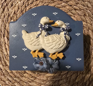 Vintage Goose Geese Cork Coaster Set w/ Holder, 6-Piece- 4 in Country Blue Beige