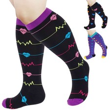 Plus Size Extra Wide Calf Compression Socks 20-30mmHg Support Knee High Unisex