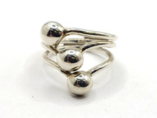 Tri-Orbs Sterling Silver Three Strand Abstract Design Ring 7.4 Grams Size 9