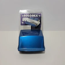 Rolodex Blue Covered Card File 125 Cards Address Phone File with Lid NEW 67075
