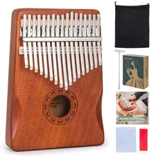 Kalimba 17 Key Thumb Piano, Mahogany Finger Piano Mbira with Case/Bag, Tune H...