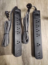 2 Pack Power Strip Surge Protector - 5 Widely Spaced Outlets 3 USB Charging Port