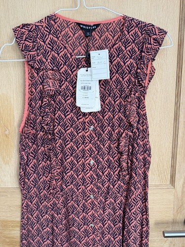 Whistles Sea Tree Frill Midi Dress UK 12 New Pink Sleeveless RRP 129 Patterned - Picture 8 of 15