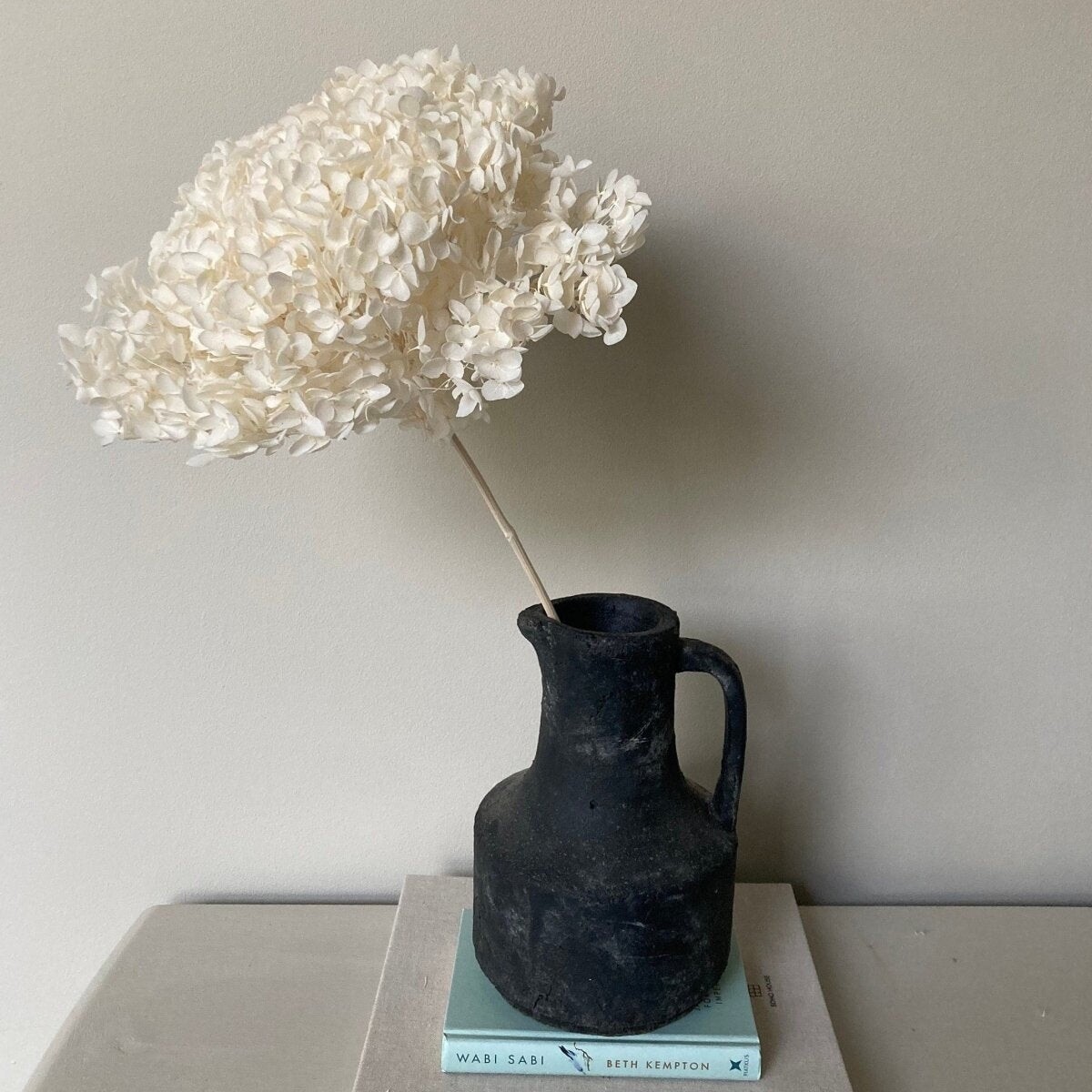 Hortensia blanc crème stabilisé de 20cm pour décoration de mariage bohème