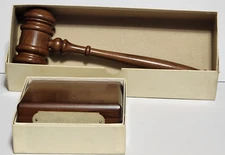 Drueke Solid Walnut Presentation Gavel & Drueke's Large Sounding Block w/ Boxes