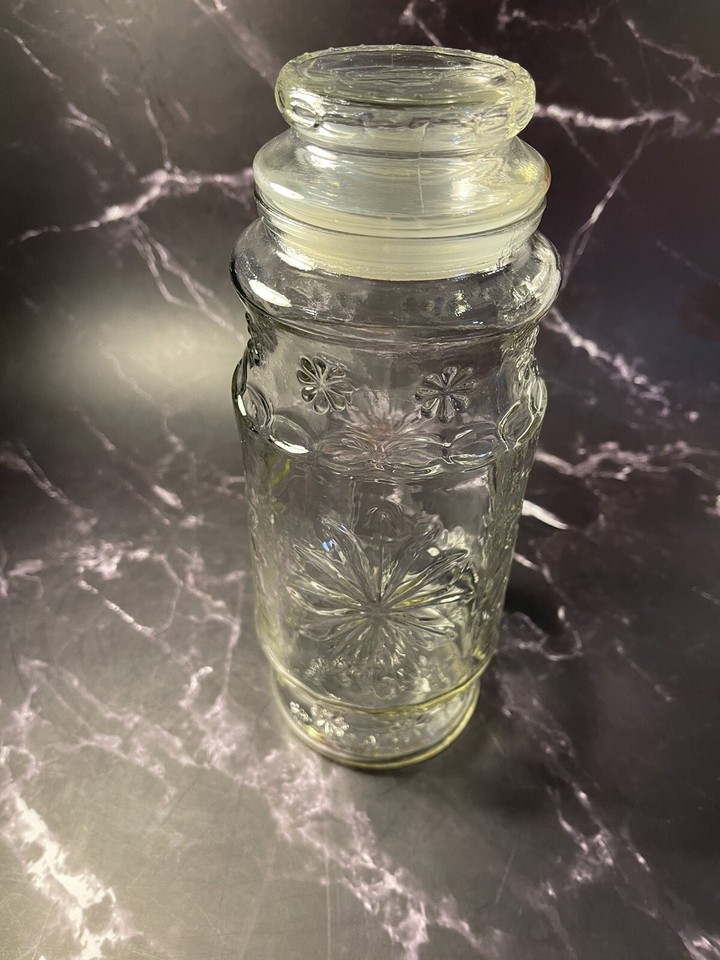 Mr Peanut Glass Jar Christmas 1980 Vintage Clear Planters Logo Canister