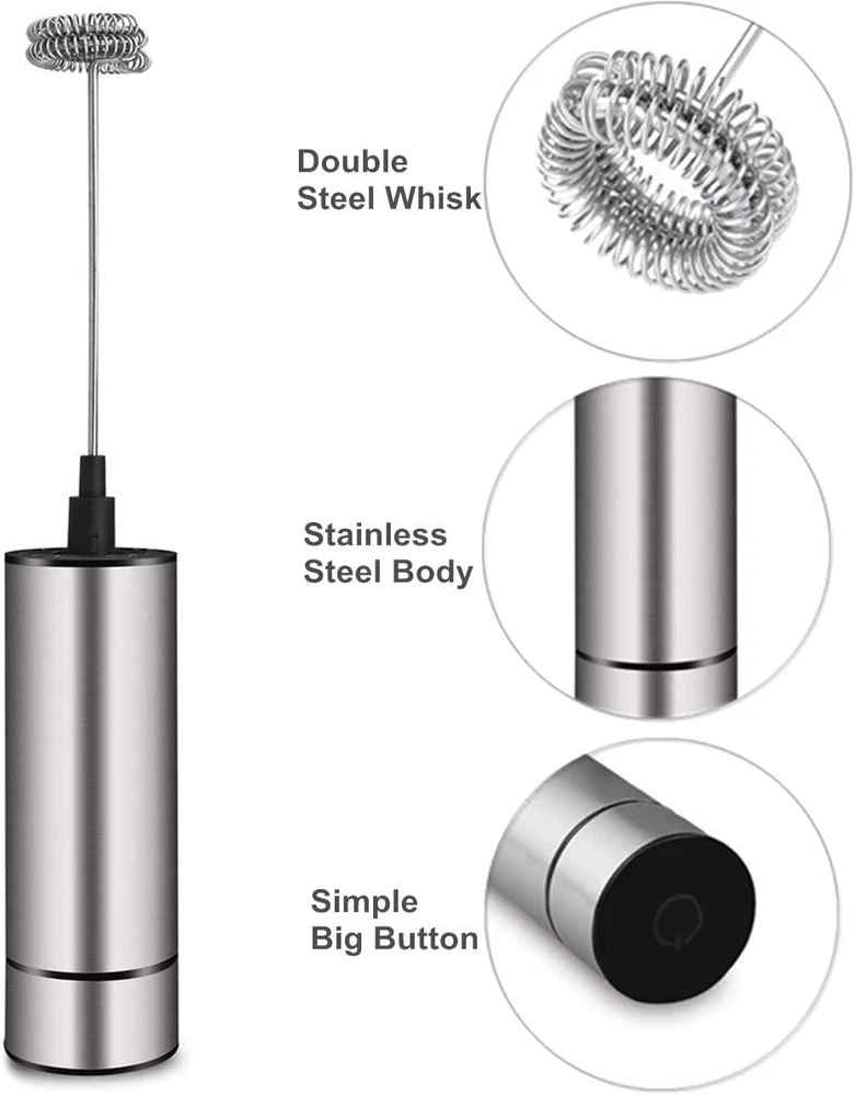 Milk Frother Handheld Battery Operated, Coffee Frother for Milk Foaming, Latte/C