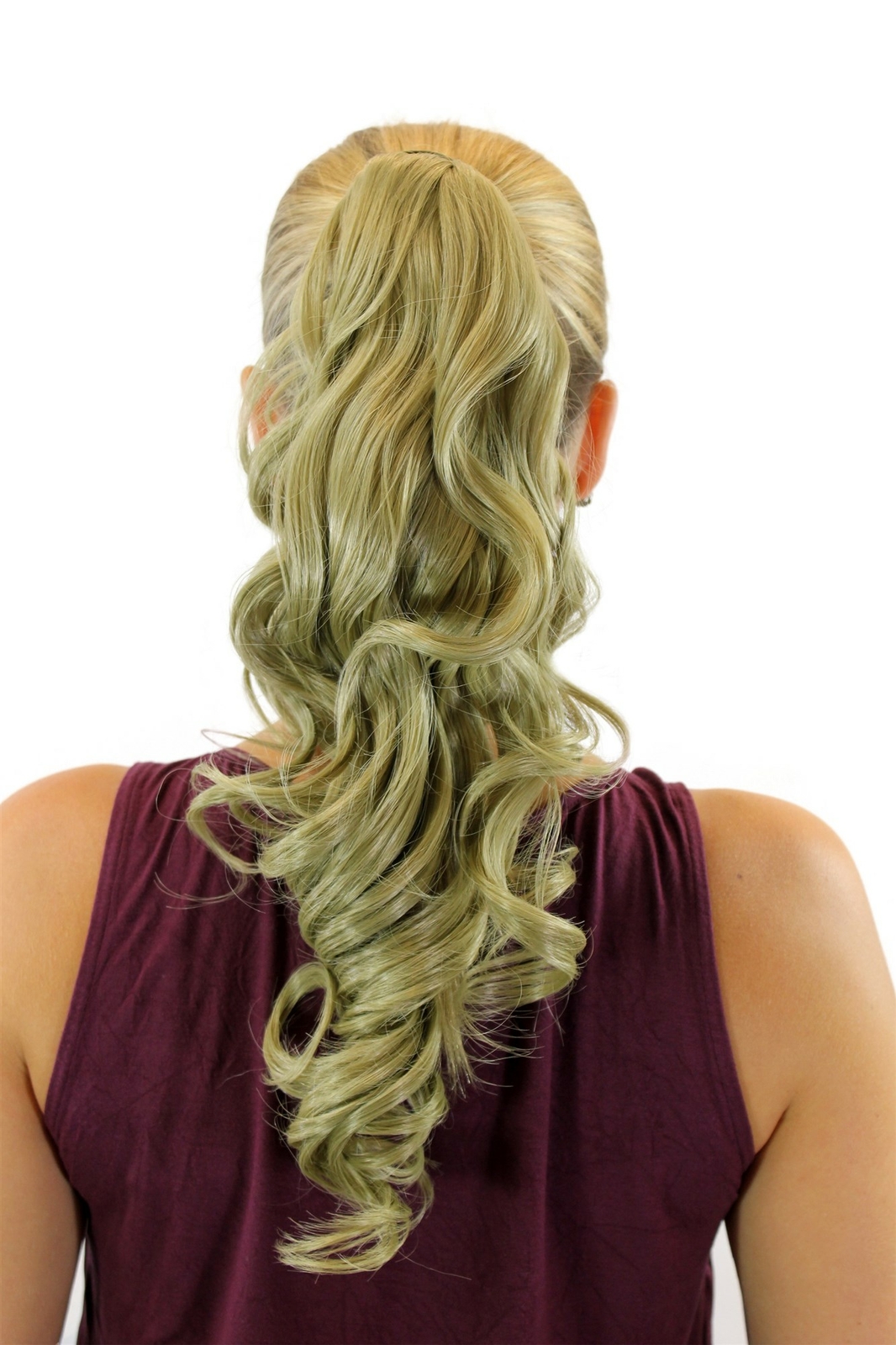 Hairpiece Ponytail Hooked Comb & Hairband Ash Blond Wavy Curly 45 CM ROSY-24