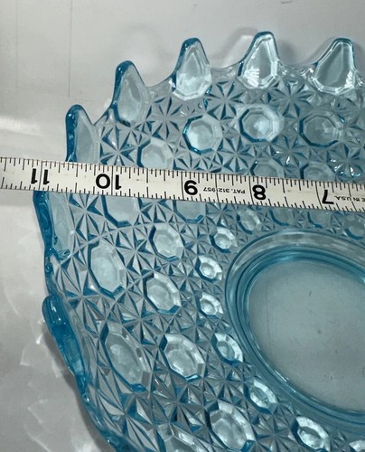 RARE Antique Co-Operative Flint AQUA BLUE Currier Ives Console Bowl UV Reactive - Picture 10 of 11