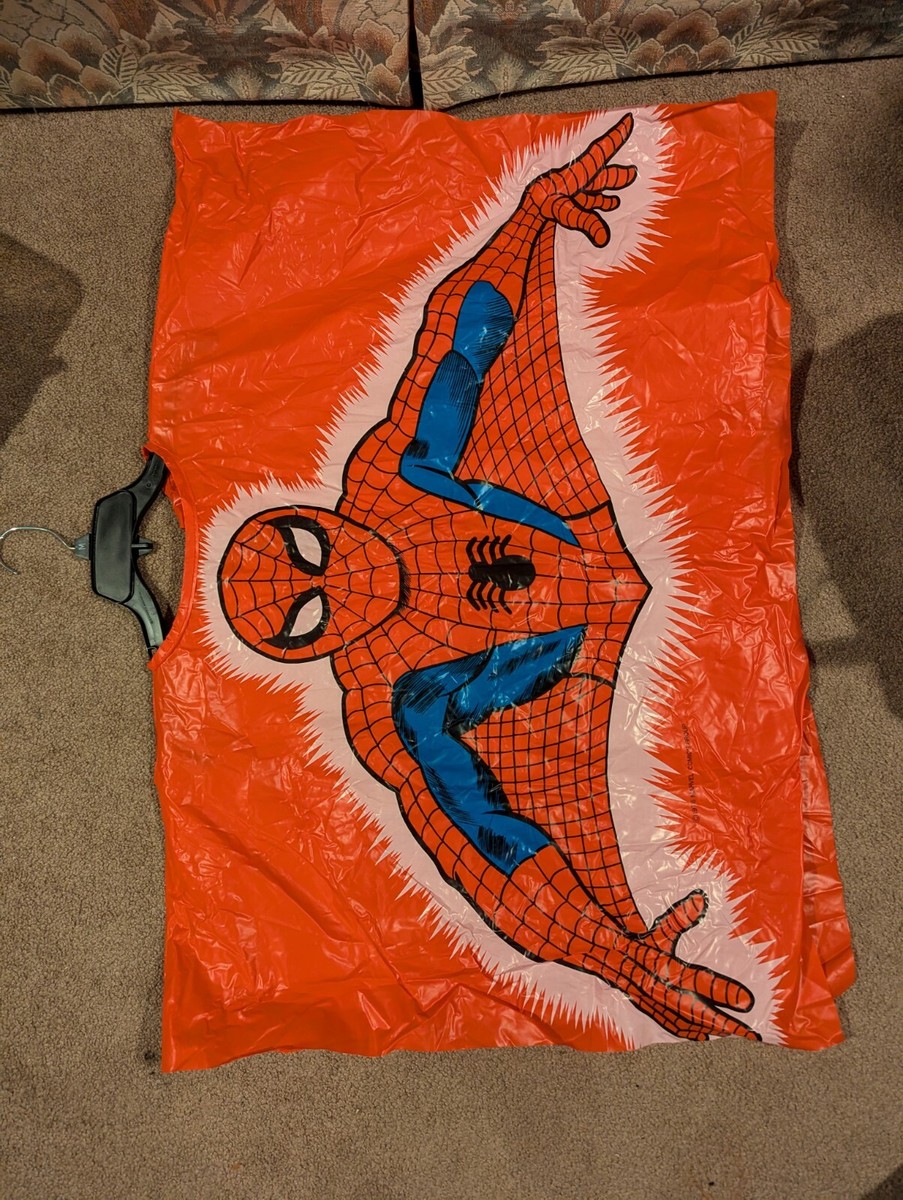 1976 Marvel Spider-Man Vinyl Poncho Halloween Costume With Mask By