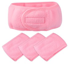 4 Pcs Soft Spa Headband Women Hair Bands for Face Washing Bath Yoga Light Pink