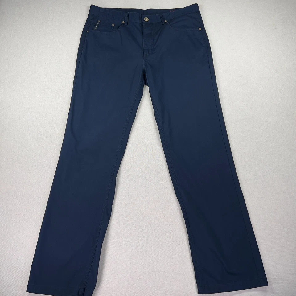 Armani Jeans Amandi Pants Men Size 36 (36x31) Navy Blue 100% Cotton Straight Leg - Image 4 of 4