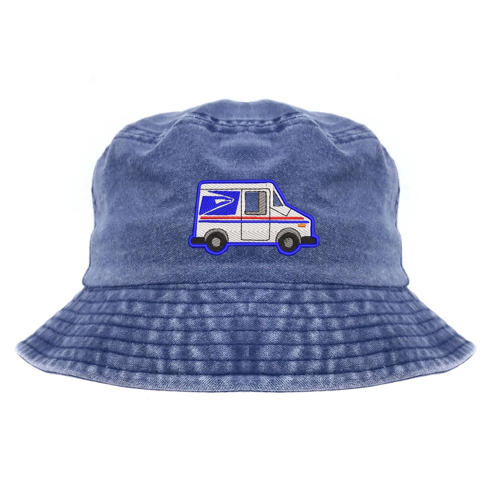 Mail delivery truck car embroidered bucket hat, pigment dyed camping hat