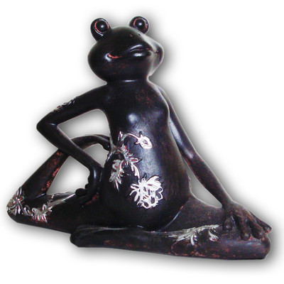 Yoga Frog Sculpture Black Animal Figure Decorative Gift Trend Modern Yin Yang