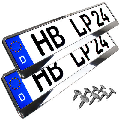2 pieces license plate chrome look license plate frame car license plate holder