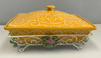 Temptations By Tara Kitchen Blessings Yellow Tulip Dish & Cover W/ Trivet  RD