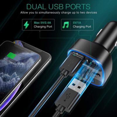 Trasmettitore FM Bluetooth 5.3, ORIA Trasmettitore Radio Wireless per Auto, Caricabatterie Rapido PD Tipo C 3.0, Chiamate in Vivavoce, Riproduzione Musicale Supporta Scheda TF, Disco USB