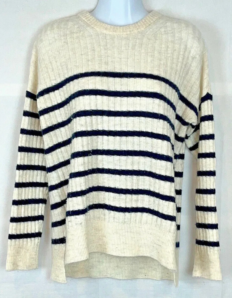 Abercrombie Fitch Crewneck Ivory and Blue Striped Sweater Size Small