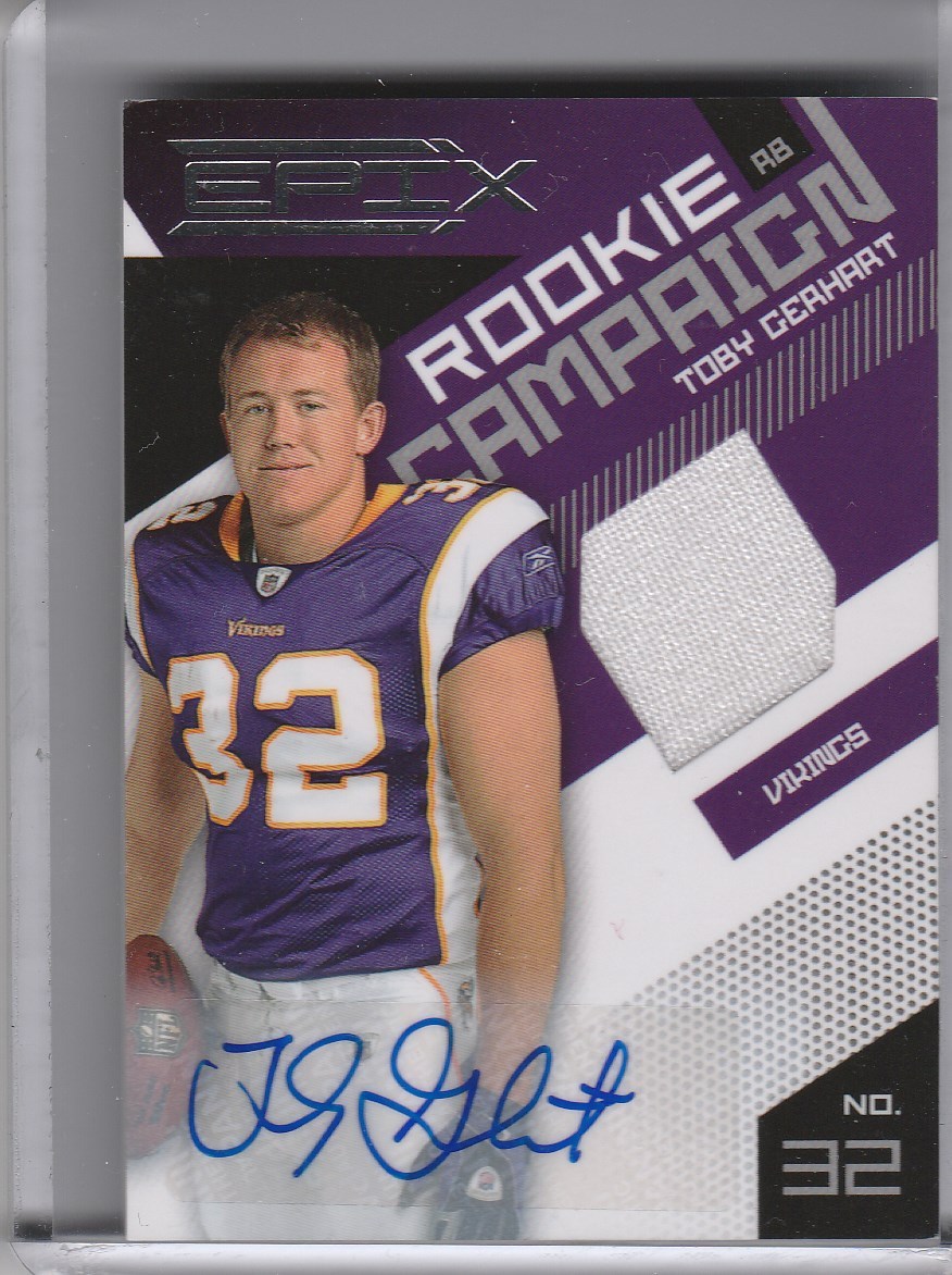 2010 PANINI EPIX #29 TOBY GERHART AUTOGRAPH ROOKIE RC JERSEY