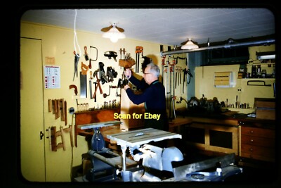Man in Woodworking Workshop & Tools in 1950's, Original Slide aa 4-23b