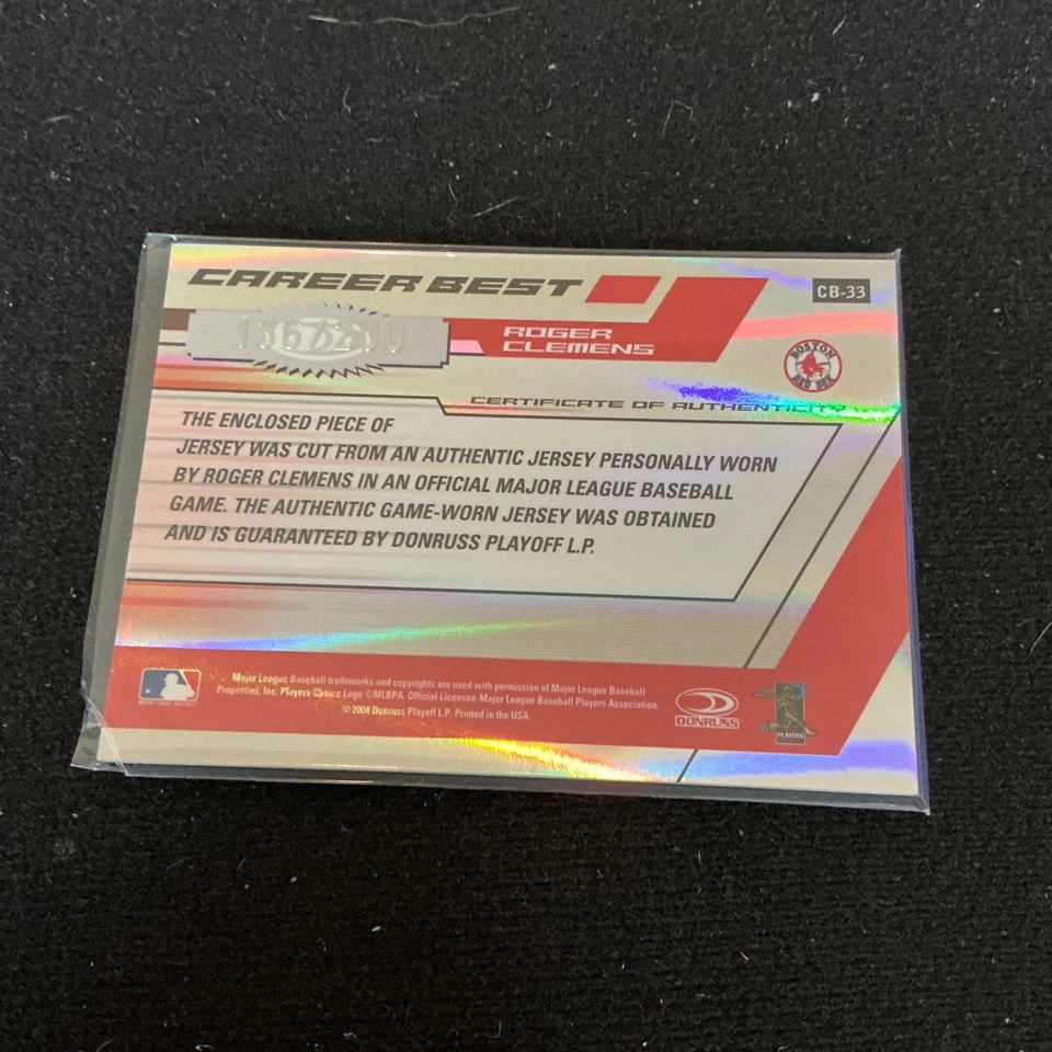 2004 Donruss Elite Roger Clemens Career Best #CB-33 Game Worn #136/200 - Image 2 of 2