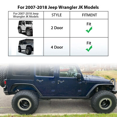 For Jeep Wrangler 07-18 JK Full Set Flat Style Solid Steel Fender