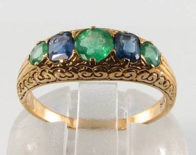 9CT 9K Gold Saphir Smaragd Ewigkeitsring Kunst Deko Ins Breit Ring Frei Geändert