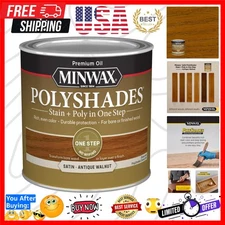 PolyShades Wood Stain + Polyurethane Finish – ½ Pint, Antique Walnut, Satin