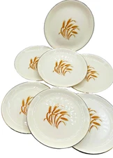 Homer Laughlin Golden Wheat Bread/Dessert Plates 22K Gold Trim 6 in-Set/7