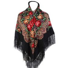Women's Traditional Scarf Wrap Tassel Shawl Fringes Neck Head Shawl Retro Sca...