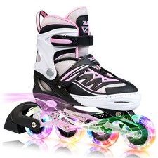 Cytia Pink Girls Adjustable Illuminating Inline Skates with Light up Wheels, ...