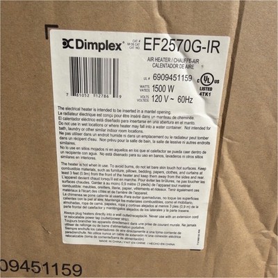 Dimplex EF2570G-IR Air Heater, 1500W, 120V, UL Listed, Model EF2570G-IR