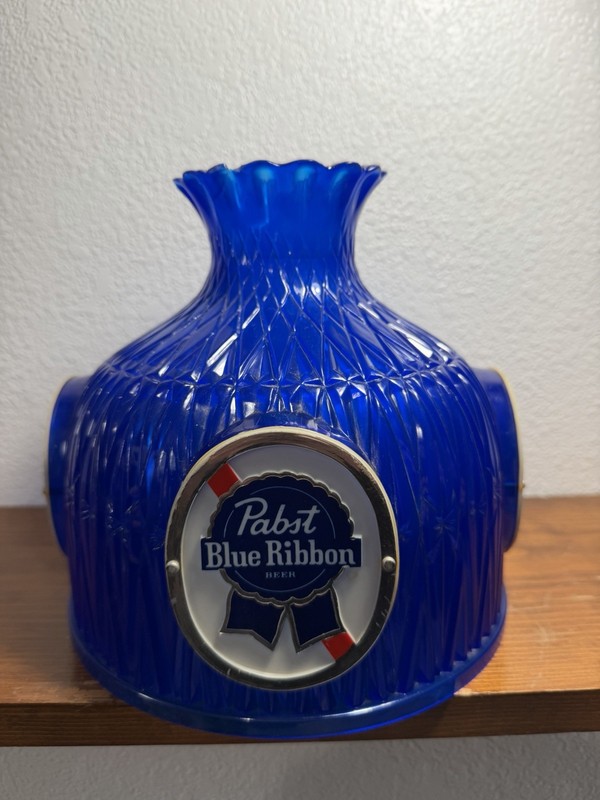 Pabst Blue Ribbon PBR Logo Beer Lamp Shade ONLY NO LIGHT 1960-70’s Blue 3 Sided