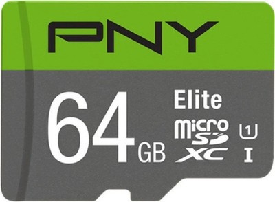 PNY Elite microSD 64 GB, Speicherkarte grau/grün, Class 10, UHS-I, SD-Adapter
