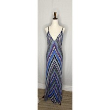 Vintage Cache Knit / Woven Maxi Dress with Spaghetti Straps, Size Small