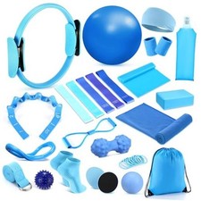 24 Pcs Home Pilates Essentials Kit for Women, Pilates Equipment Ring and Blue
