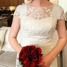 Galina Wedding Dress size 6 ivory cream lace overlay floral embroidered