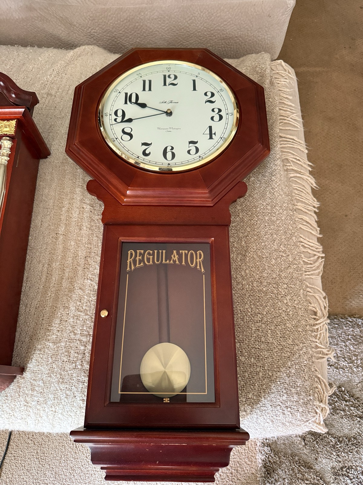 Seth Thomas Regulator Wall Clock Drop Octagon Wood Case Timepiece