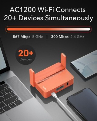 Cudy AC1200 Pocket Wi-Fi Travel Router Extender Repeater Hotel