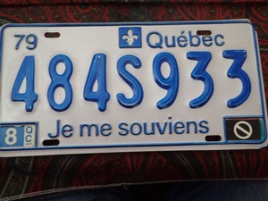 1979 QUEBEC Canada License Plate