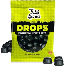 Dutch Licorice Drops - 5.2oz Bag - Sweet Black Licorice Drops - Dutch Candy f...