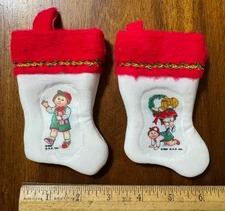 Lot 2 1984 Vintage Cabbage Patch kids Christmas Stocking Mini small holiday deco