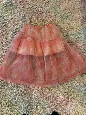 New Simone Rocha Floral Peach Tule Midi Skirt Size UK10