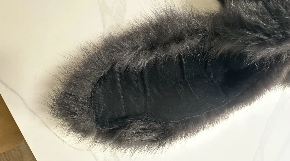 Cuello de solapa 100 % piel de zorro genuino, forrado en terciopelo-negro Foto 4 de 4