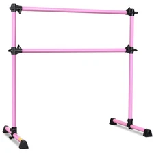 4' Portable Double Freestanding Ballet Barre Stretch Dance Bar Height Adjustable