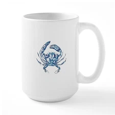 CafePress Coastal Nautical Beach Crab Large Mug (1614563036)