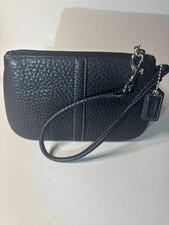 Vintage, Black Leather Coach Wristlet- Pebble Texture- Very Clean Beautiful 