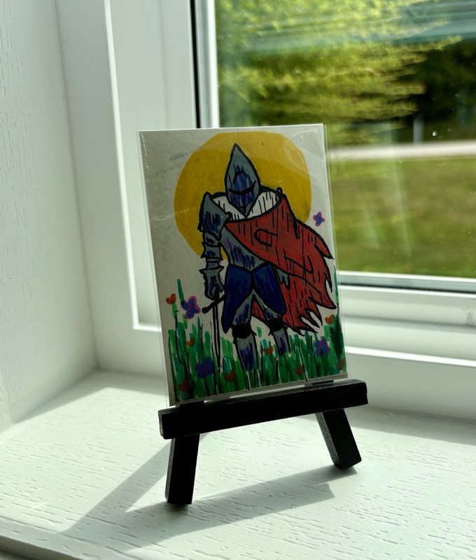 ACEO Original, Fantasy Knight, Mixed Media, Mini Art