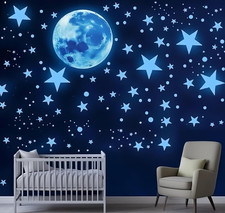 Deckensterne leuchten im Dunkeln, leuchtende Sterne und Mond Wandaufkleber, sens