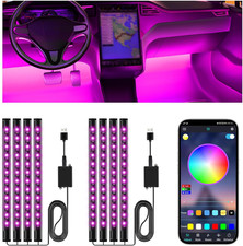 Car LED Interior Lights USB App Control RGB Music Sync Kit 2 Pack Decor Lights